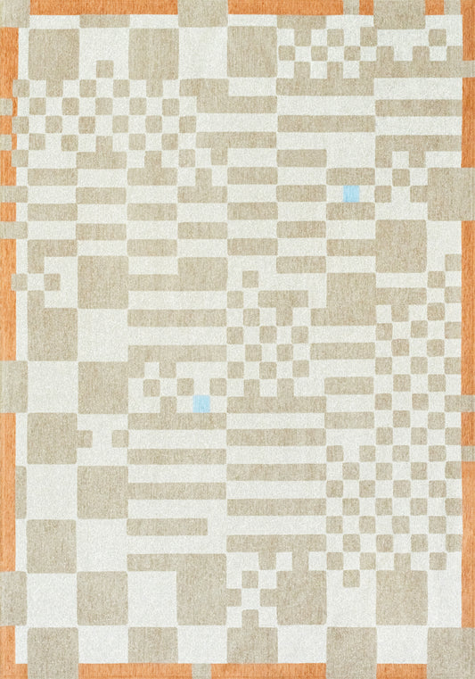 Hard wearing indoor and outdoor Ecorug, washable and compatible with kids and pets, Chess Greyhound 2075