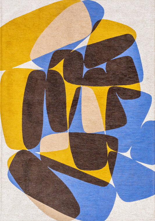 Hard wearing indoor and outdoor Ecorug, recommended with kids and pets, Stones Sunny Blue 2085