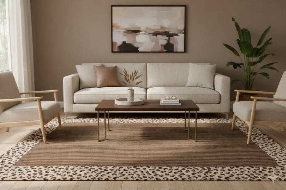 Leopard border rug Pozzi - C216