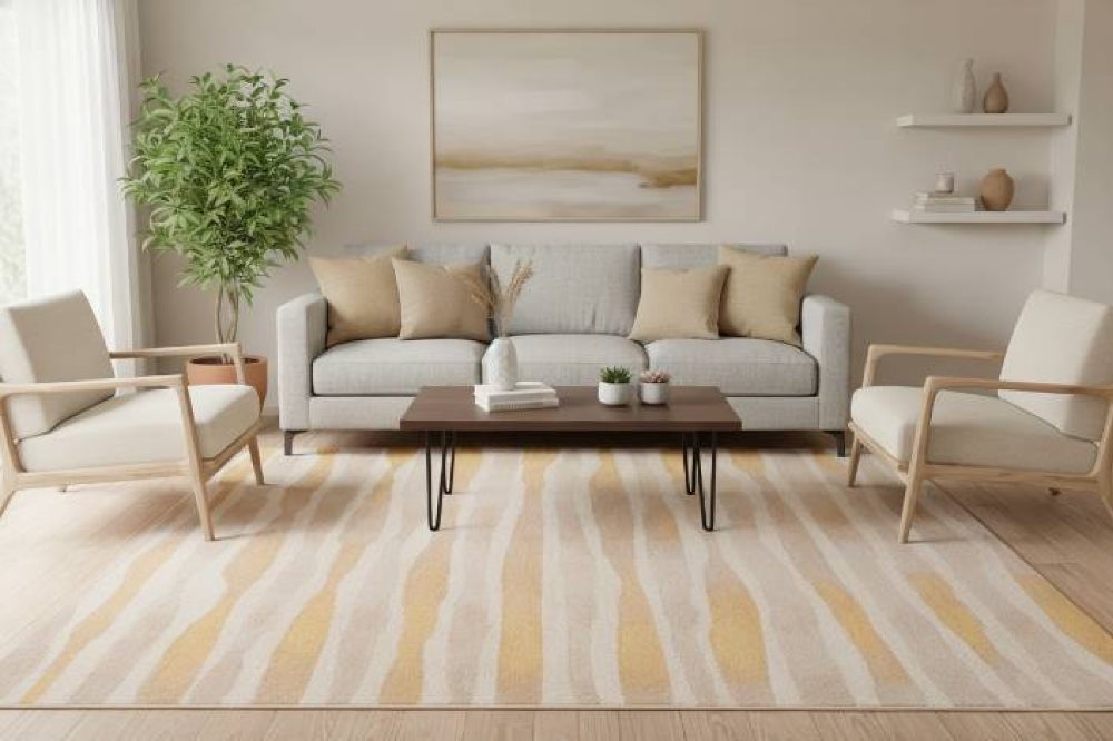 Yellow waves rug - TAD67 6 - C183